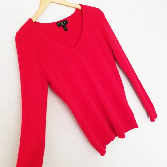 Charter Club Luxury 100% Cashmere V-Neck Sweater S Perfect Red Holiday $159 - Picture 16 of 16